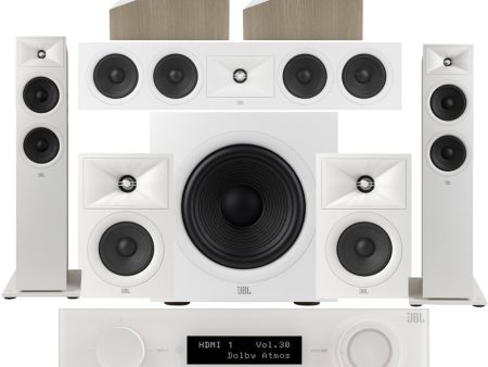 JBL MA710 7.2 Channel 8K AV Receiver with JBL Stage 260F 5.1.2 Speaker Package White For Cheap