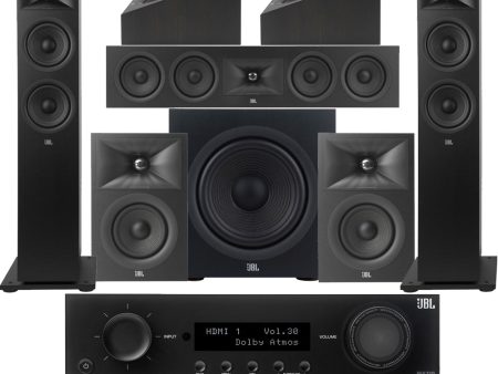 JBL MA710 7.2 Channel 8K AV Receiver with JBL Stage 260F 5.1.2 Speaker Package Black For Sale