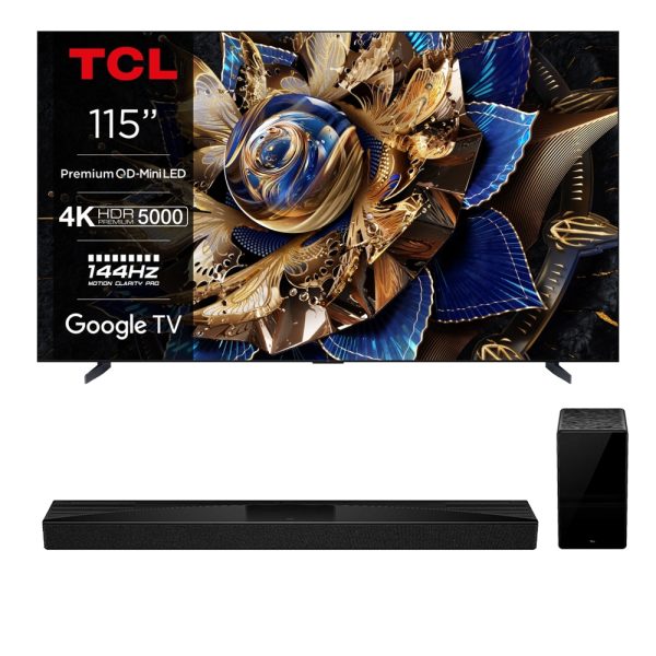 TCL 115X955K 115 Inch X955K 4K UHD QLED Mini LED Smart TV and Q75H 5.2.1ch Dolby Atmos Soundbar with Subwoofer Bundle 2024 For Cheap