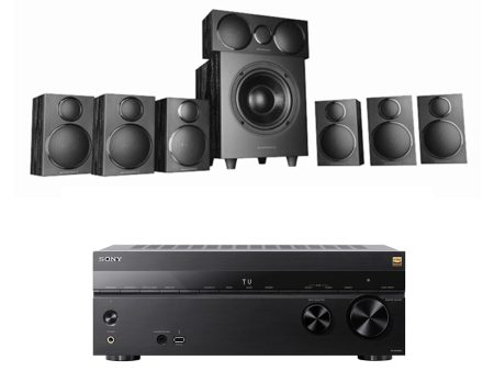 Sony TA-AN1000 7.2 Ch 8K Dolby Atmos AV Amplifier with Wharfedale DX3 HCP 7.1 Black Speaker Package Sale