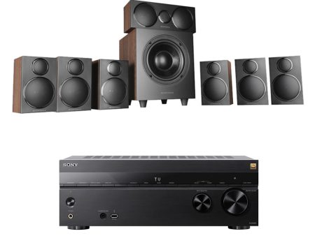 Sony TA-AN1000 7.2 Ch 8K Dolby Atmos AV Amplifier with Wharfedale DX3 HCP 7.1 Walnut Speaker Package For Sale