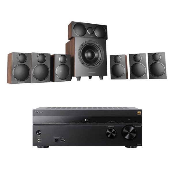 Sony TA-AN1000 7.2 Ch 8K Dolby Atmos AV Amplifier with Wharfedale DX3 HCP 7.1 Walnut Speaker Package For Sale