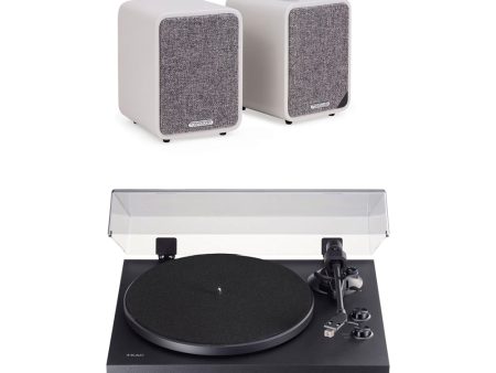 Teac TN-280BT-A3 Bluetooth Turntable Black with Ruark MR1 MK2 Active Bluetooth Speakers Pair Soft Grey Discount