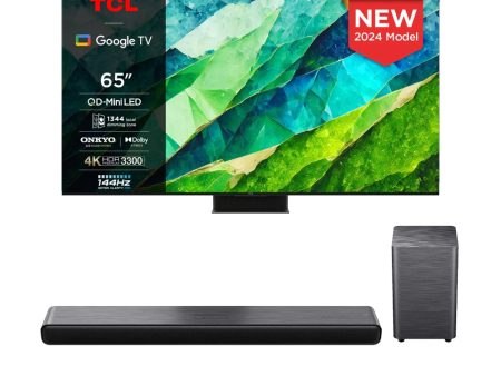 TCL 65C855K 65 Inch C855K 4K UHD HDR QLED Mini LED Smart Google TV and S55H 2.1ch Dolby Atmos Soundbar with Wireless Subwoofer Bundle 2024 Online